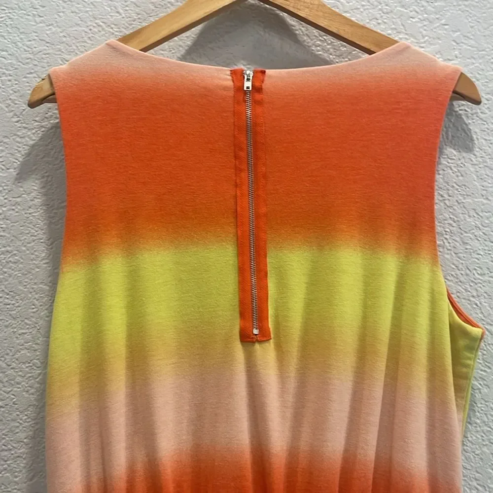 Ces Femme The Adeline Ombre Orange & Yellow Sherbet Lined Romper Size Large - Picture 9 of 10